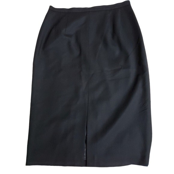 Talbots Black Stretch Wool Front Slit Straight Skirt - Size 10 - Picture 1 of 9